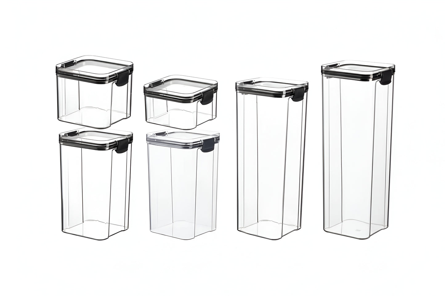 Multipurpose Food Storage Containers Set - Clear Jars with Lids for Cereal, Candy, and Dry Goods